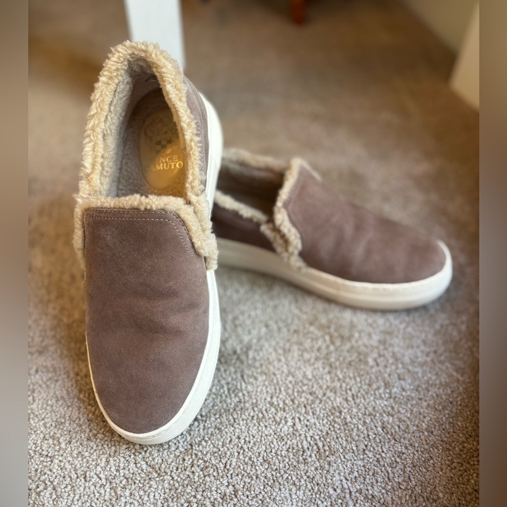Vince Camuto Brown Slip-On Shoes with Cream Trim